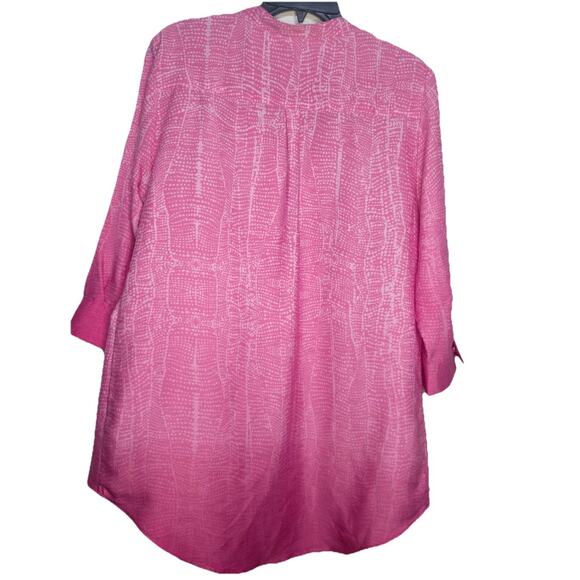Soft Surroundings Brigitte Tunic Top L Pink Ombre High Low V Neck Hidden Snaps - Picture 2 of 6